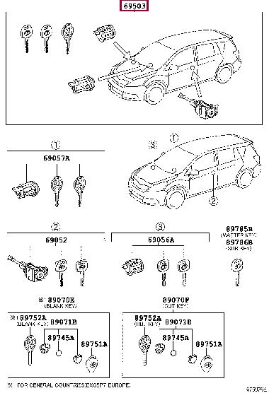 690050F030 Toyota Замок зажигания