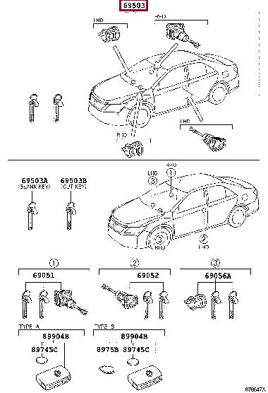 6900533D40 Toyota Замок зажигания