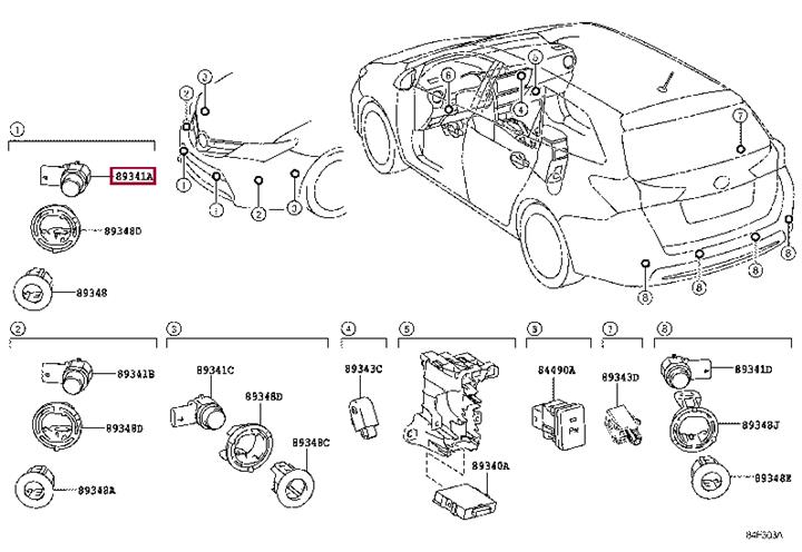 Toyota 89341-05010-B3 Sensor, ultrasonic, no.1 8934105010B3: Отличная цена - Купить в Украине на EXIST.UA! 8934105010B3 Toyota Sensor, ultrasonic, no.1