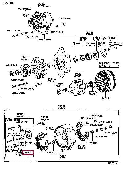 2737131011 Toyota Щетки стартера