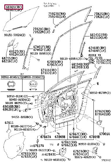 Toyota 68101-78010 Стекло двери 6810178010: Отличная цена - Купить в Украине на EXIST.UA! 6810178010 Toyota Стекло двери
