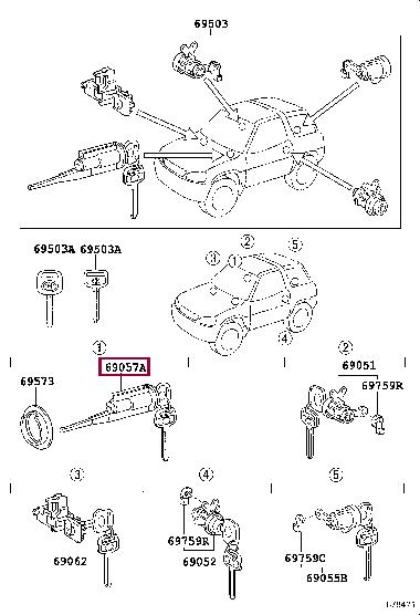 6905742020 Toyota Цилиндр замка зажигания
