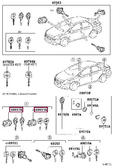6905760620 Toyota Цилиндр замка зажигания