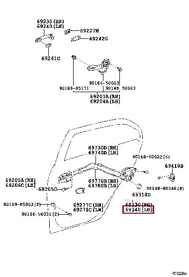 6906042021 Toyota Замок двери задней левой