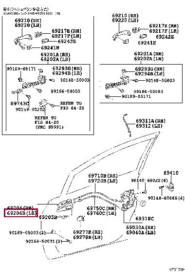 6920612220B4 Toyota Ручка двери, внутренняя, передняя, левая