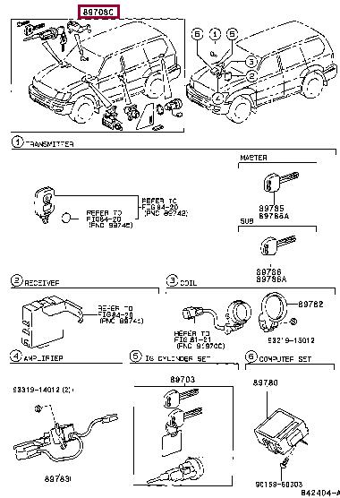 8970860080 Toyota Цилиндр замка двери, комплект