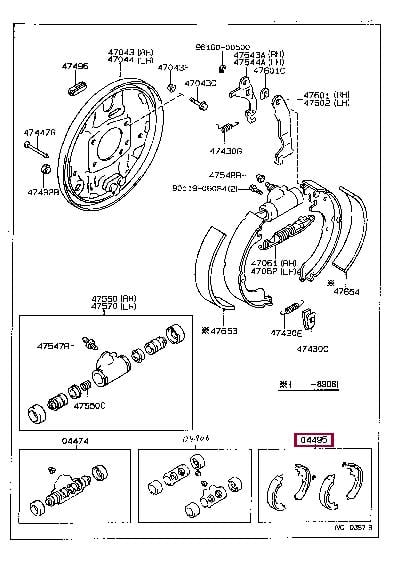 Toyota 04495-12181 Колодка тормозная барабанная 0449512181: Отличная цена - Купить в Украине на EXIST.UA! 0449512181 Toyota Колодка тормозная барабанная