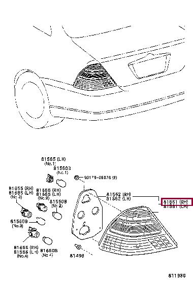 Toyota 81551-02260 Фонарь задний 8155102260: Отличная цена - Купить в Украине на EXIST.UA! 8155102260 Toyota Фонарь задний