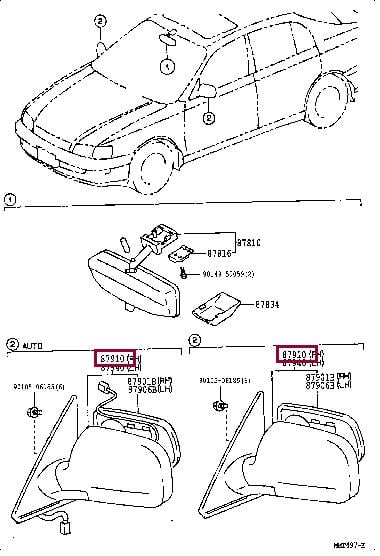8791005051 Toyota Зеркало наружное заднего вида