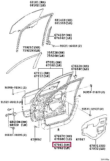 6786142100 Toyota Кузовной уплотнитель