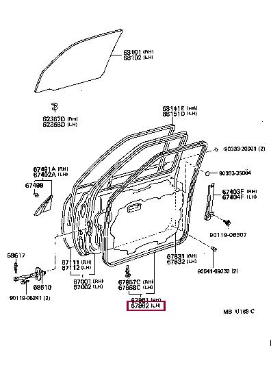 6786260073 Toyota Уплотнитель двери передней левой