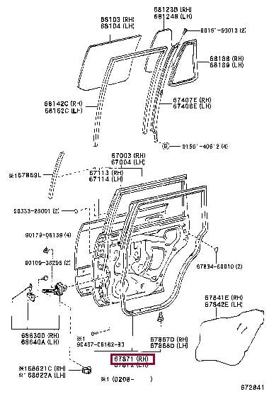 6787160070 Toyota Уплотнитель двери