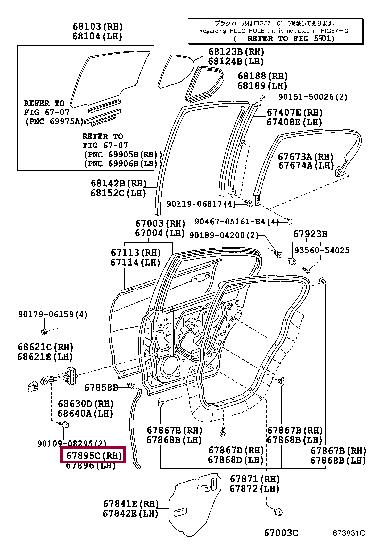 6789530020 Toyota Уплотнитель двери задней правой