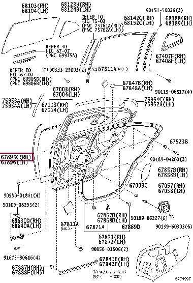 6789533030 Toyota Уплотнитель двери