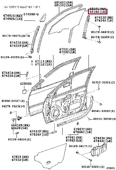 Toyota 68112-33050 Glass sub-assy, front door, lh 6811233050: Отличная цена - Купить в Украине на EXIST.UA! 6811233050 Toyota Glass sub-assy, front door, lh