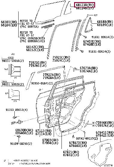 Toyota 68123-42110 Glass, rear door quarter window, rh 6812342110: Отличная цена - Купить в Украине на EXIST.UA! 6812342110 Toyota Glass, rear door quarter window, rh