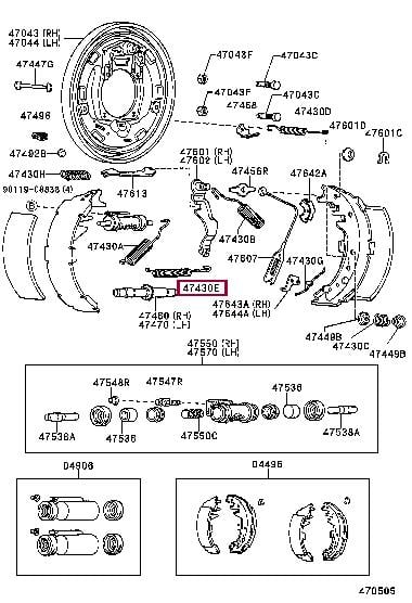 9050712036 Toyota Комплект монтажный тормозных колодок