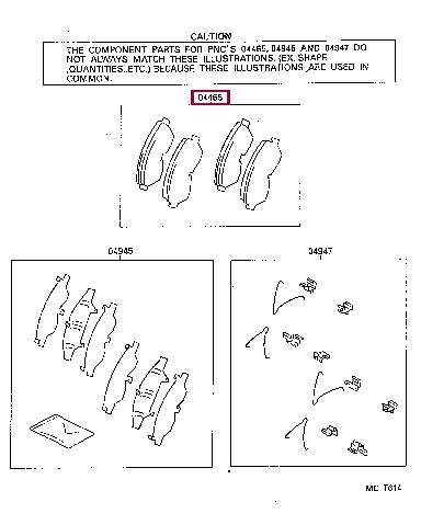 Toyota 04491-50121 Гальмівні колодки, комплект 0449150121: Купити в Україні - Добра ціна на EXIST.UA!