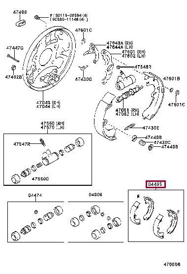 Toyota 04495-02090 Колодка тормозная барабанная 0449502090: Отличная цена - Купить в Украине на EXIST.UA! 0449502090 Toyota Колодка тормозная барабанная