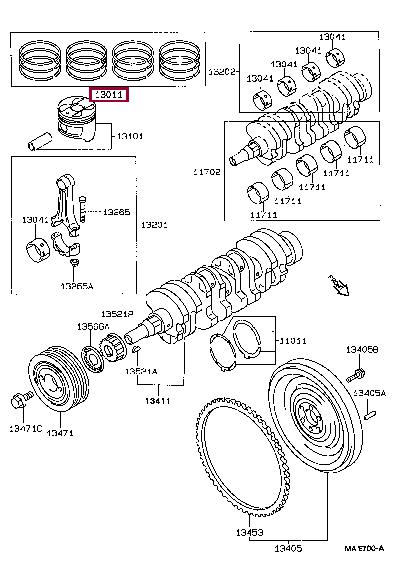1301115100 Toyota Кольца поршневые