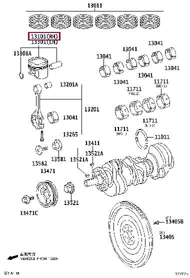 1310131050A0 Toyota Поршень з кільцями, комплект