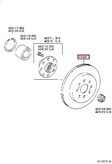 Тормозные диски Toyota MR 2 (Тойота МР 2): 4243117081 Toyota Диск тормозной