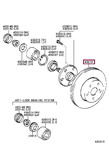 Диск тормозной Toyota Soarer (Тойота Соарер): 4351224041 Toyota Диск тормозной