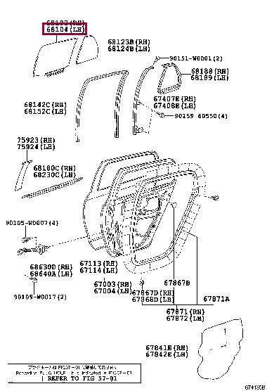 Toyota 68140-0D071 Glass sub-assy, rear door, lh 681400D071: Отличная цена - Купить в Украине на EXIST.UA! 681400D071 Toyota Glass sub-assy, rear door, lh