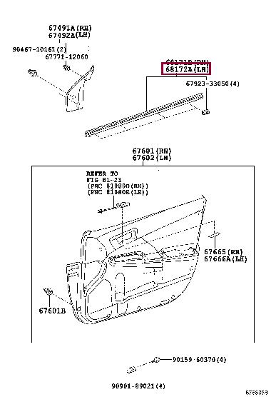 6817233091 Toyota Ущільнювач скла