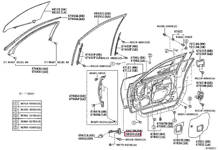 6862050042 Toyota Ограничитель передней двери, левый