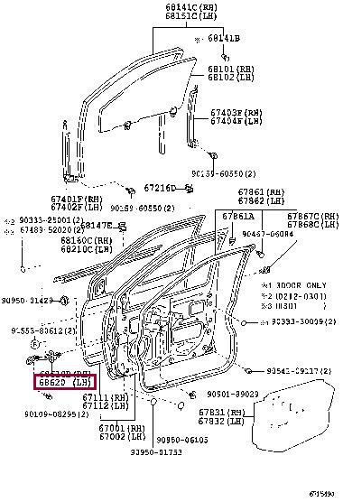 6862052010 Toyota Ограничитель передней двери, левый