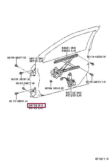 6872060050 Toyota Петля двери