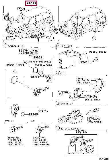 690056C461 Toyota Комплект ключей та замков(Электрозамки дверей)