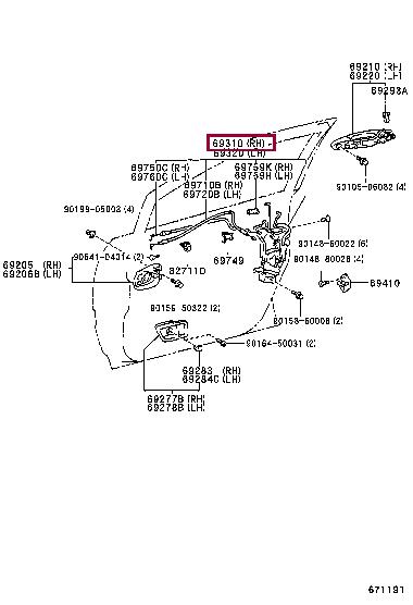 6903048020 Toyota Замок двери