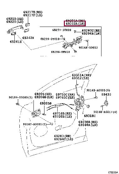 692020T010 Toyota Корпус ручки двери