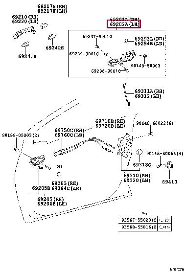 6920252070 Toyota Корпус ручки двери