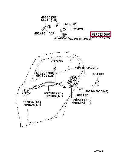 6920305030 Toyota Корпус ручки двери