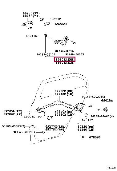 6920312110 Toyota Корпус ручки двери
