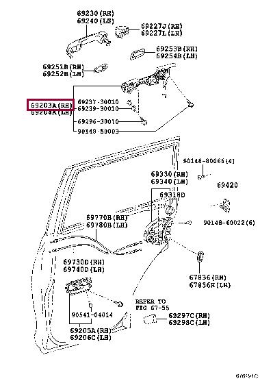 6920360070 Toyota Корпус ручки двери