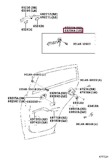 6920442070 Toyota Корпус ручки двери
