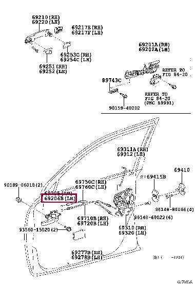 6920660150 Toyota Ручка двери, внутренняя, передняя, левая