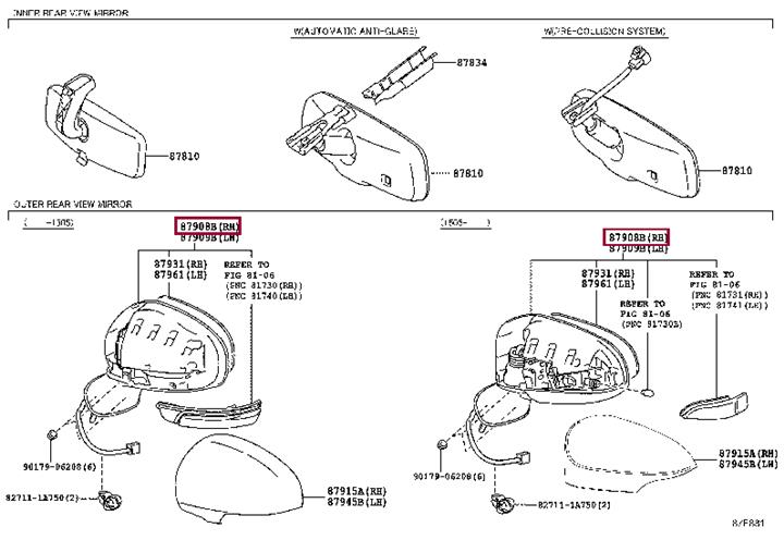 Toyota 87908-05400-A0 Зеркало наружное заднего вида 8790805400A0: Отличная цена - Купить в Украине на EXIST.UA! 8790805400A0 Toyota Зеркало наружное заднего вида