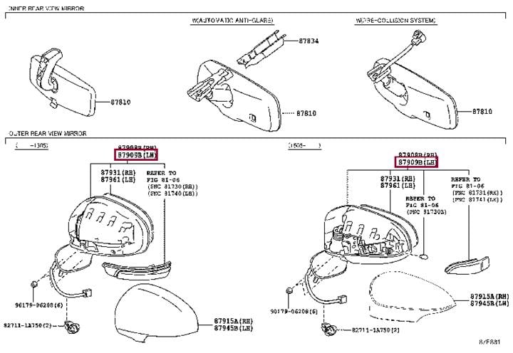 8790905380A0 Toyota Зеркало наружное заднего вида