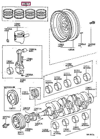 1301354100 Toyota Кольца поршневые