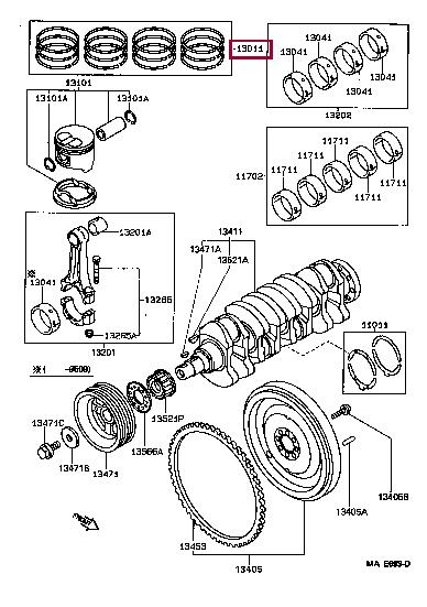 1301364213 Toyota Кольца поршневые