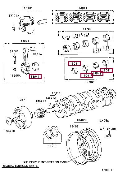 Вкладыши шатунные Toyota 13041-75022-05