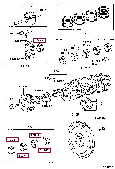 130418857002 Toyota Вкладиші шатунові