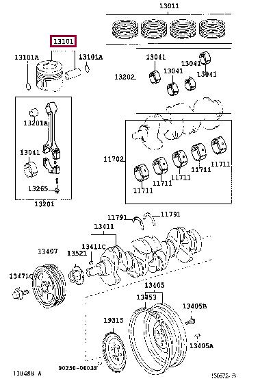 131010N021 Toyota Поршень с кольцами, комплект