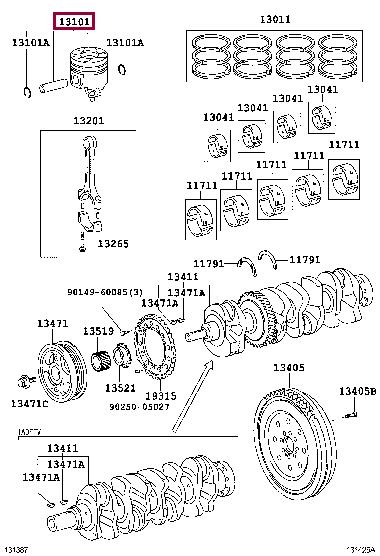 131010R090 Toyota Поршень с кольцами, комплект