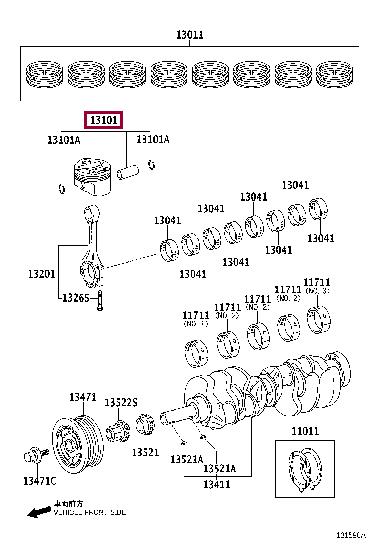 131010S020 Toyota Поршень з кільцями, комплект
